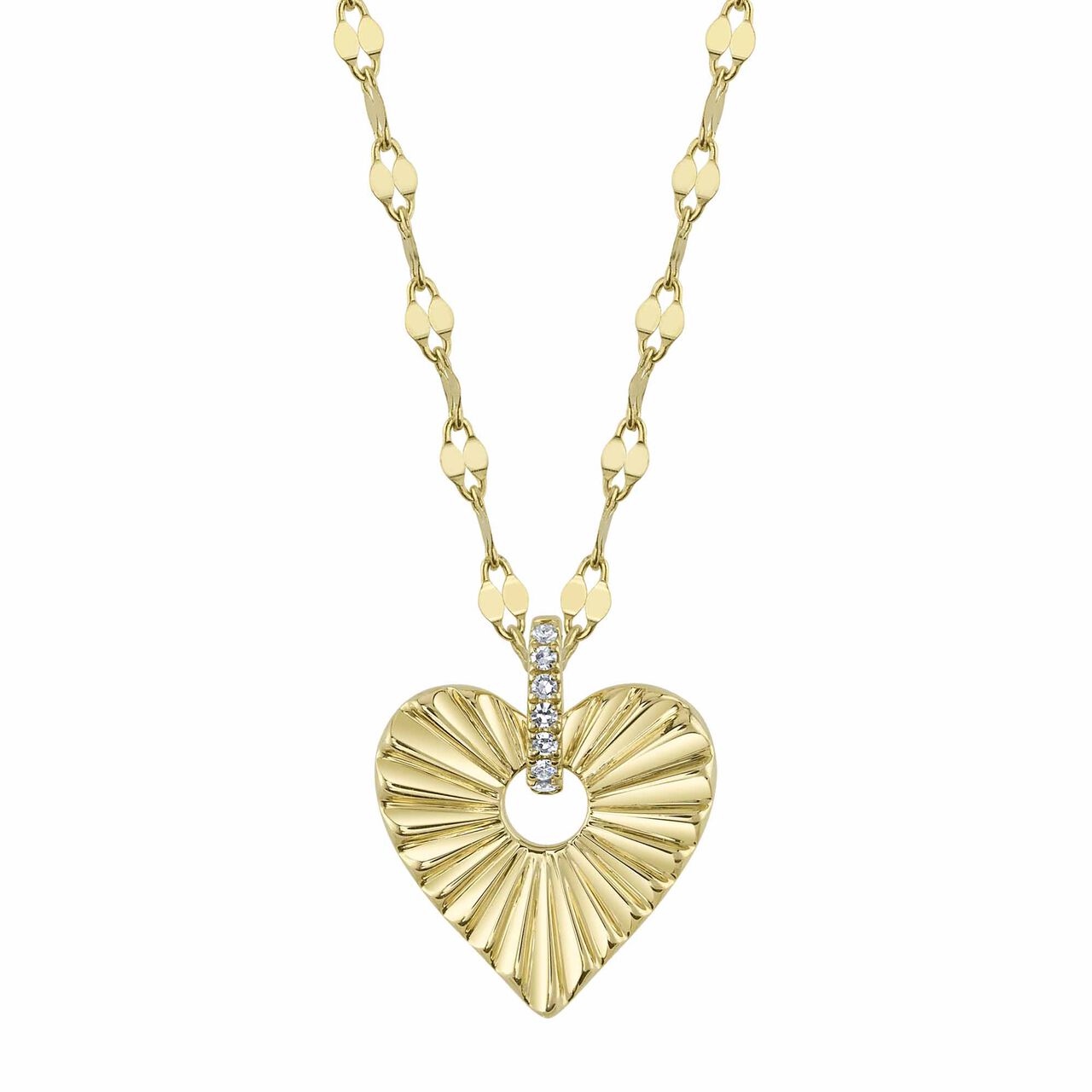 Shy Creation Yellow Gold and Diamond Pav&eacute; Bezel Heart Pendant SC55025523 image number 0